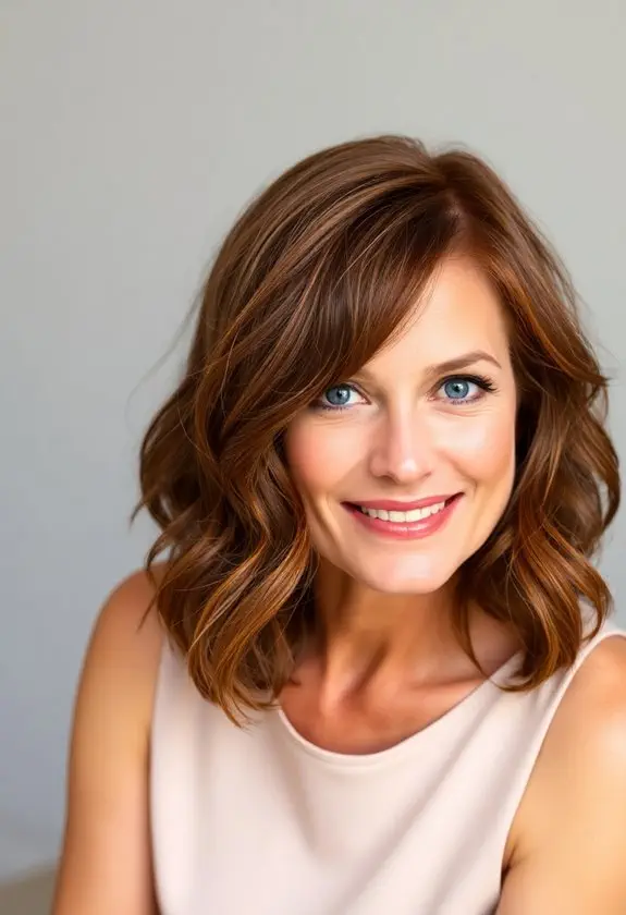 chic layered hairstyle with bangs