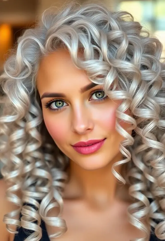 shiny silver ringlet hairstyle