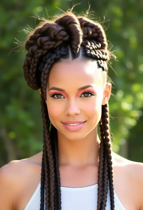 stylish braided hairdo combination