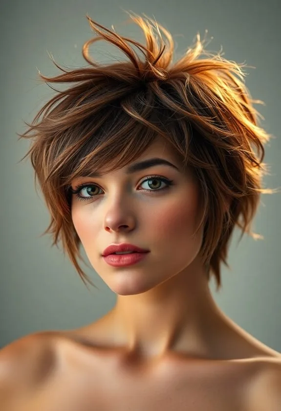 choppy textured short hairstyle