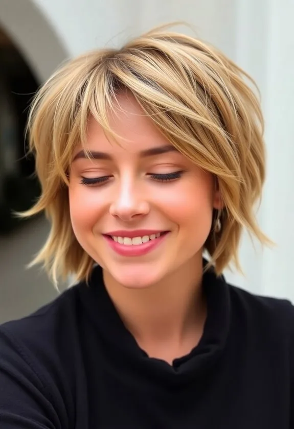 cropped hairstyle with wispy ends