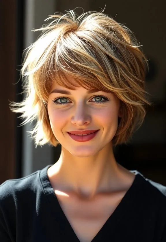 messy hairstyle with highlights