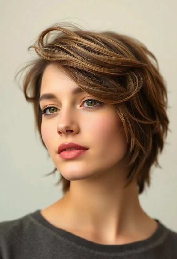 pixie hairstyle with feathers