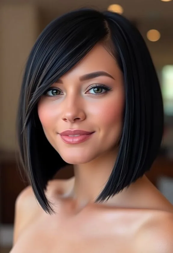 stylish asymmetrical bob hairstyle