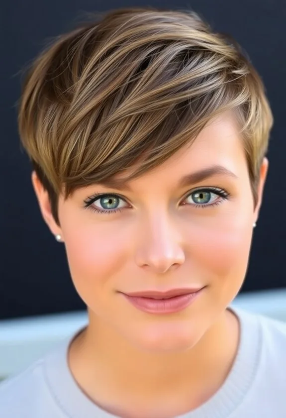 textured pixie hairstyle bangs