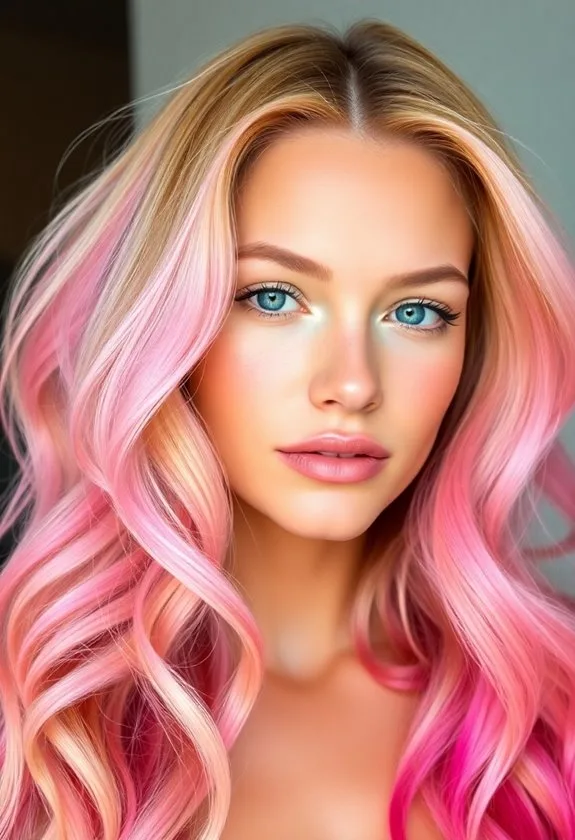 wavy pink blonde hairstyle